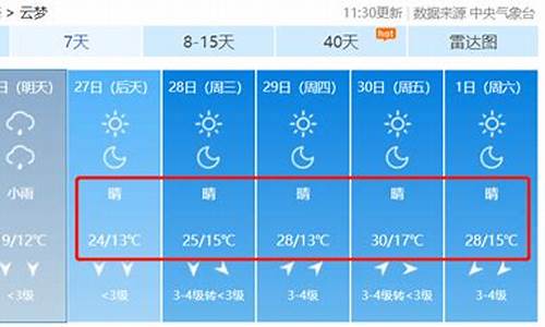 云梦天气预报15天气报_云梦 天气